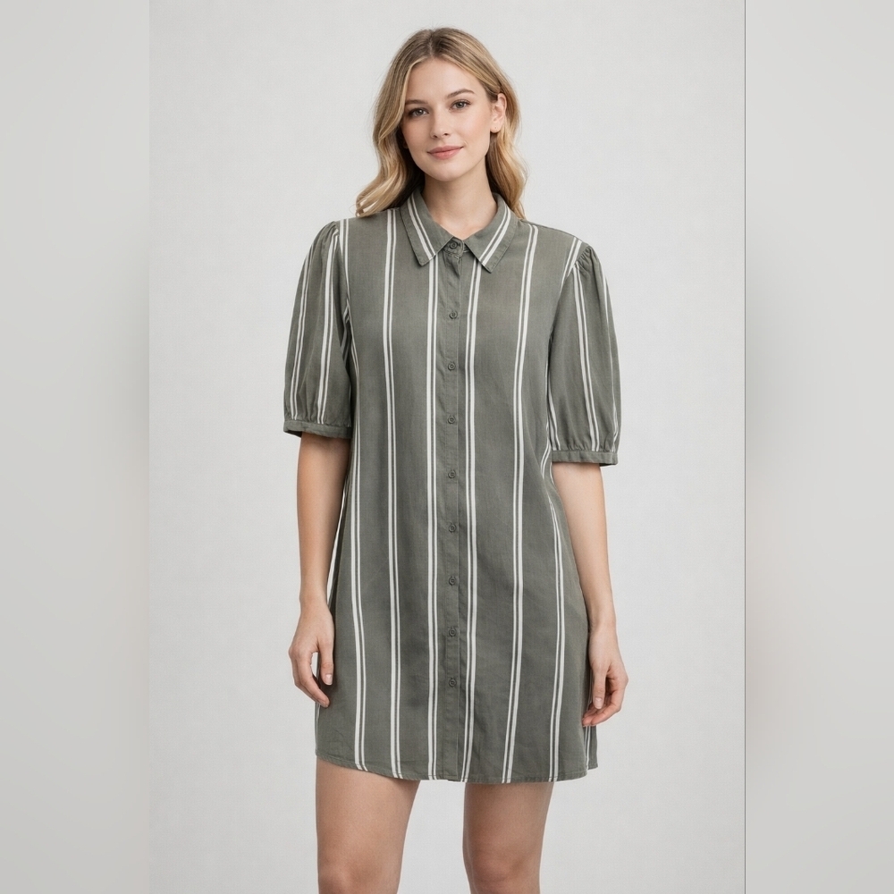 2/$20 BB Dakota Olive Striped Midi Dress